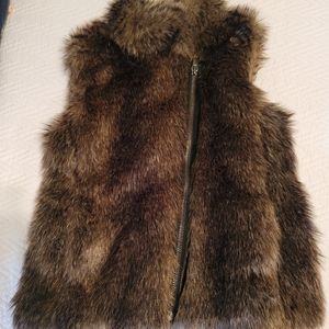 Banana Republic Faux Fur Assymetrical Zip Vest